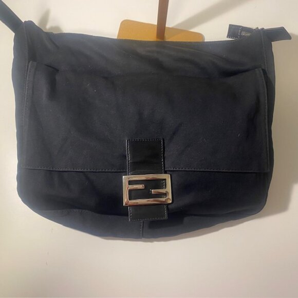Vintage Fendi Mama Forever Baguette Neoprene FF Buckle Black Shoulder Bag W/COA - Picture 4 of 16